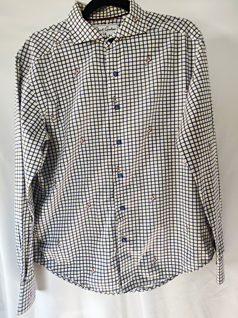 Robert Graham S Blue/White Check Norma Jean Long Sleeve Button-Front Shirt